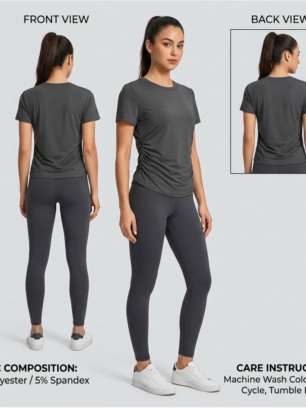 Set Of TWO Side Ruching— short sleeve athletic top—medium